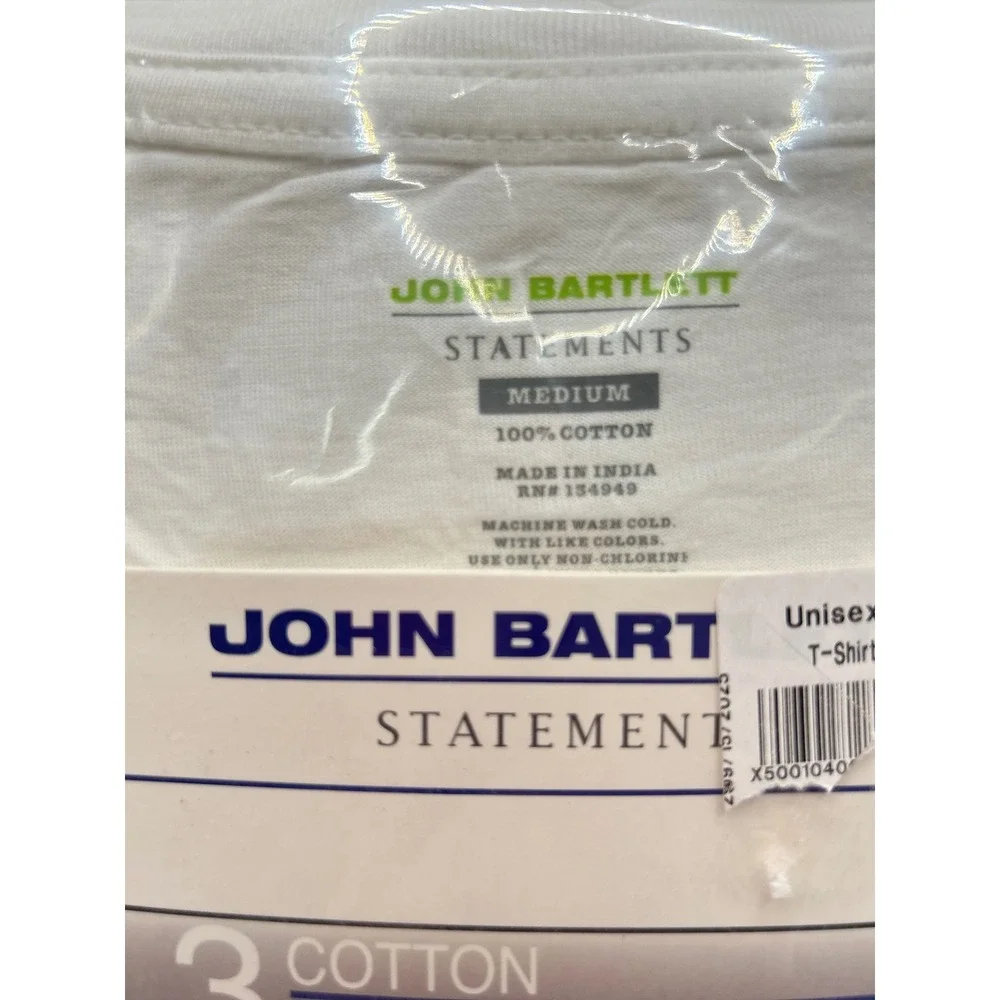 John Bartlett Statements Mens 3PK White V-Neck T-Shirts 100%‎ Cotton M JB7FM101A